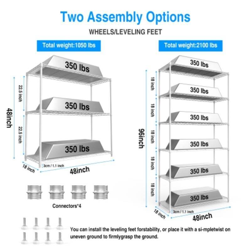 2 Pack 3 Tier NSF metal shelving with lining