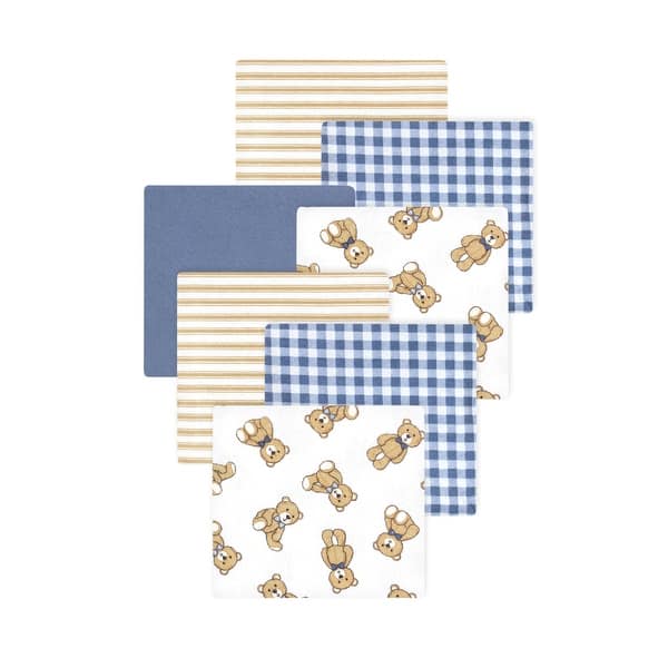 slide 1 of 1, Little Treasure Hudson Baby Boys Cotton Poly Flannel Receiving Blankets Multipack, Blue Gentleman Bear, 30x30 inches 30x30 inches - Blue Gentleman Bear