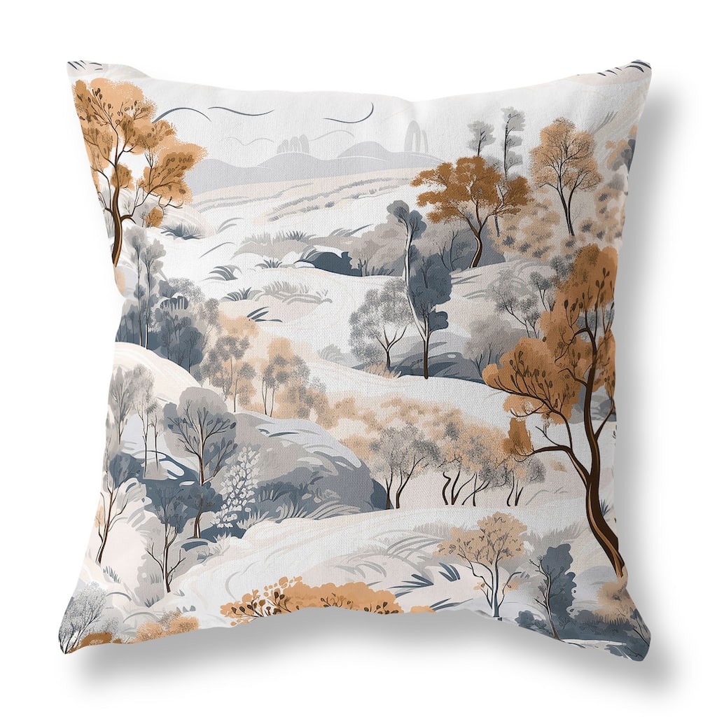 Copper And Grey Leaf Magic Stories Faux Suede Throw Pillow Zipper