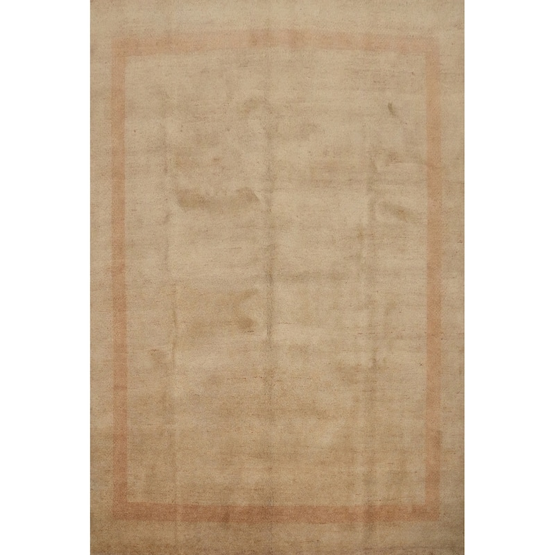 Hand Knotted Oriental 100% Wool Carpet Modern Solid Brown Gabbeh Area Rug - 9' 7'' X 8' 1''