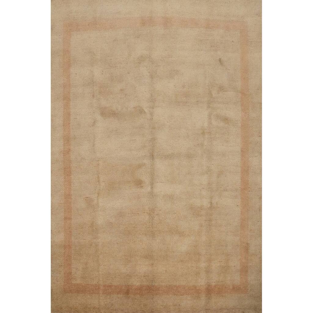 Hand Knotted Oriental 100% Wool Carpet Modern Solid Brown Gabbeh Area Rug - 9' 7'' X 8' 1''