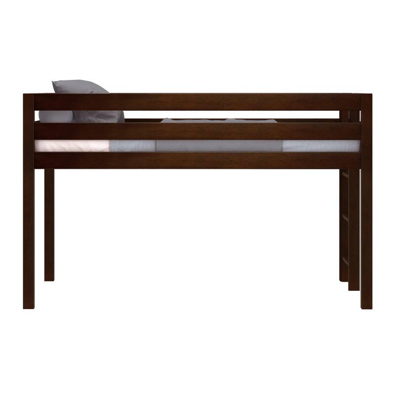 JACKPOT Contemporary Low Loft Twin Bed with End Ladder
