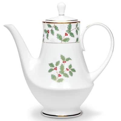 Noritake Holly & Berry Gold Coffee Server, 49 0z.