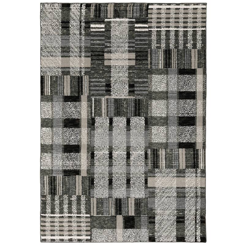Style Haven Athena Distressed Plaid Area Rug - 1'10" x 3'2" - Black/ Grey - Rectangle
