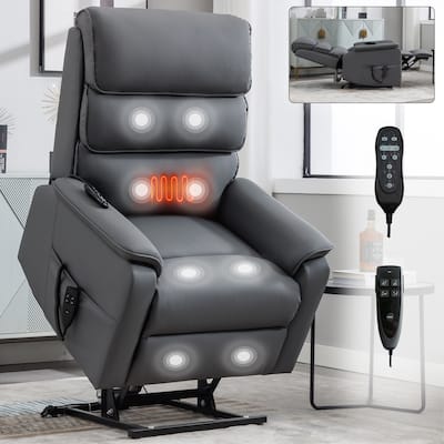 Dual Motor Infinite Position Power Lift Recliner Chair with Power-Remote, Heat Massage and Heavy Duty Motion Mechanism