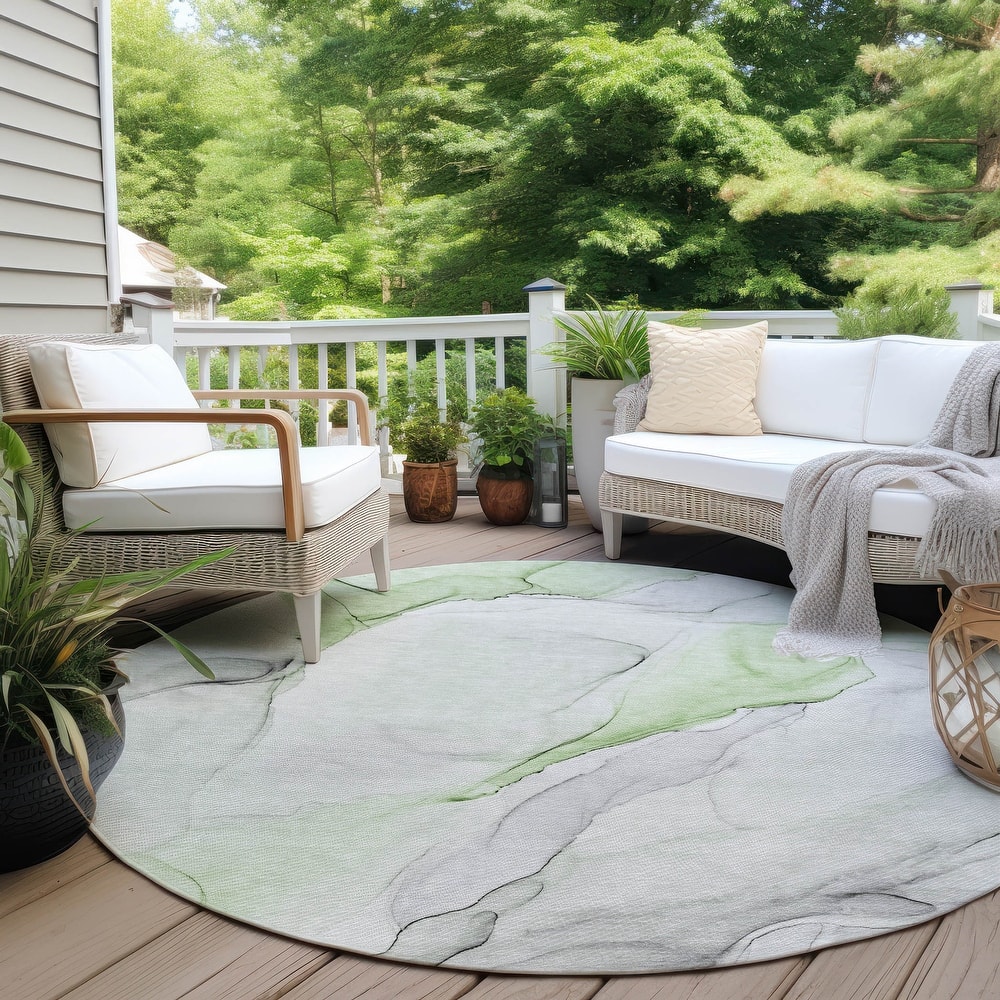 Machine Washable Indoor/ Outdoor Abstract Watercolor Chantille Rug
