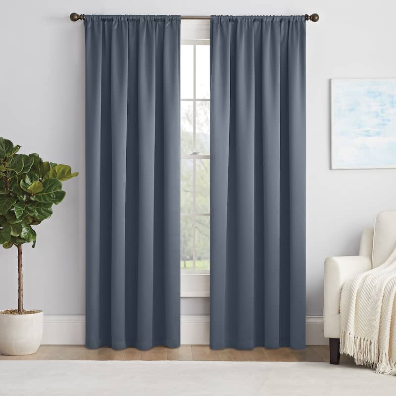 Eclipse Solid Thermapanel Room Darkening Rod Pocket Curtain Panel - 54x84 - Blue