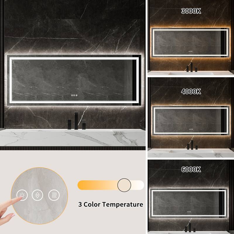 Modland LED Bathroom Vanity Mirror Anti-Fog Tempered Glass Dimmable