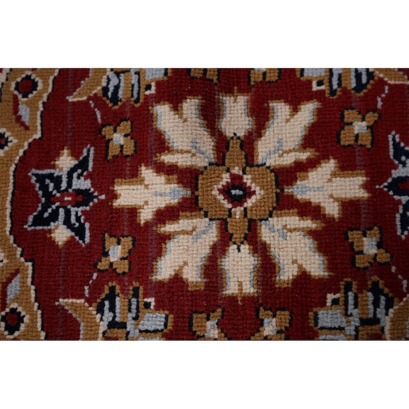 Floral Red Medallion Kashan Turkish Area Rug Machine Made Carpet - 9'8" x 12'5"
