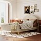 preview thumbnail 47 of 52, Bedroom Velvet Fabric Bed Frame with Classic Semi-circle Shaped Headboard and Metal Legs, Upholstered Platform Bed for Kids Beige - Full