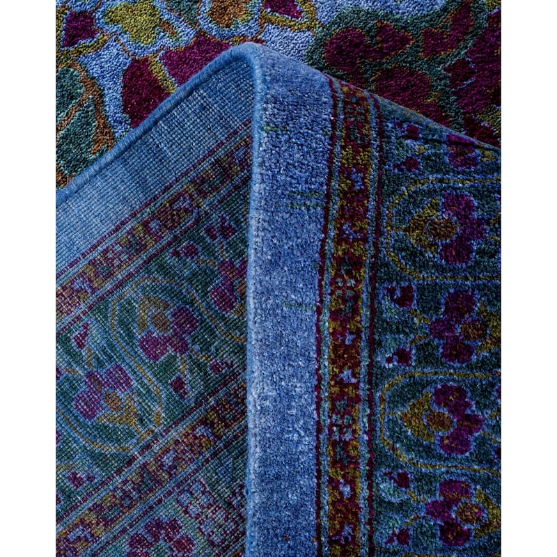 Overton Hand Knotted Wool Contemporary Overdyed Blue Area Rug - 10' x 14'
