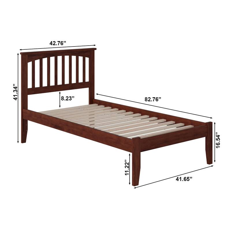 Mission Twin XL Platform Bed with USB Charging Station in Walnut