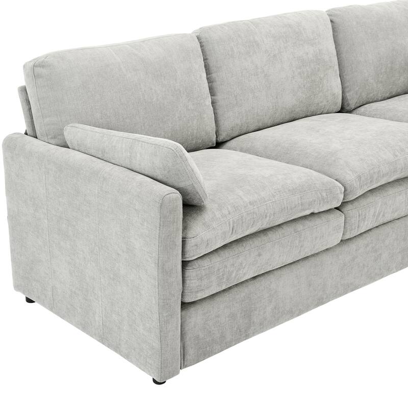 3-Piece Chenille Sofa Set with Oversized Cushions and Lumbar Pillows by Harper&Bright Designs