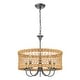 preview thumbnail 7 of 14, 5-Light Farmhouse Boho Rustic Woven Rattan Pendant Light Round Drum Hand Woven Bamboo Rattan Chandelier - 19.6 in. W