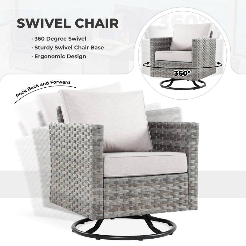 HOOOWOOO 10-piece Wicker Patio Furniture Outdoor Sectional Sofa Set with Fire Pit