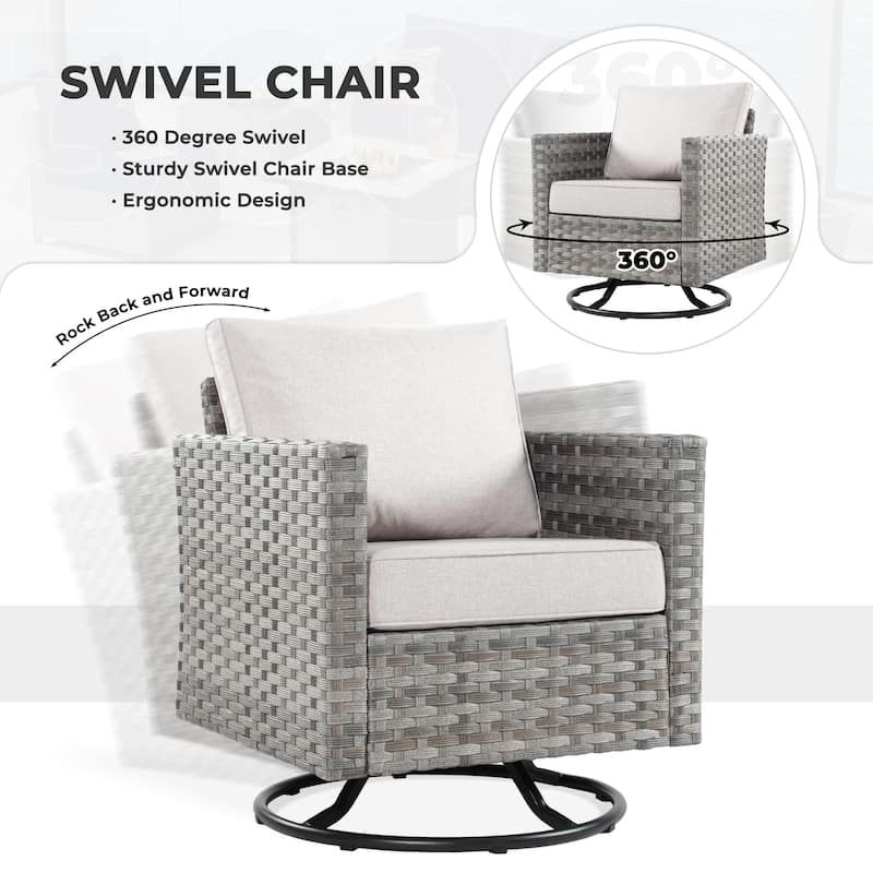 HOOOWOOO 9-piece Handwoven Wicker Patio Sectional Set with Swivel Rocking Chair