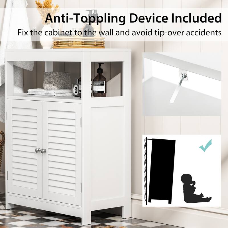 Costway Bathroom Floor Cabinet Free Standing Storage Organizer w/