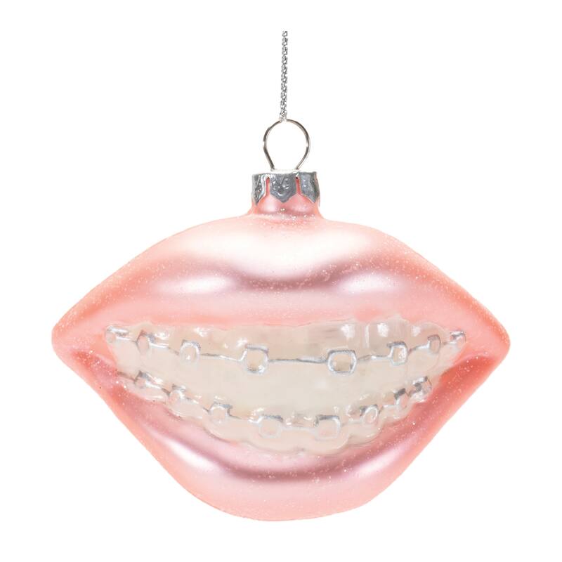 Glass Smile with Braces Ornament (Set of 12) - N/A