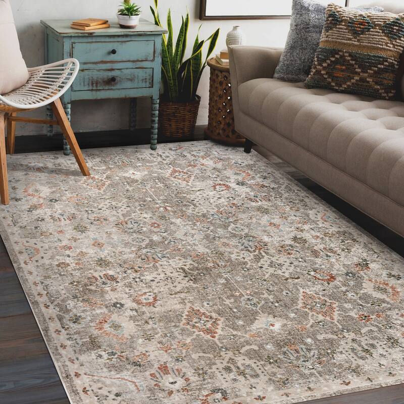 Fairmont Mella Transitional Bordered Power-Loomed Area Rug - 5'3" x 7'10" - Gray