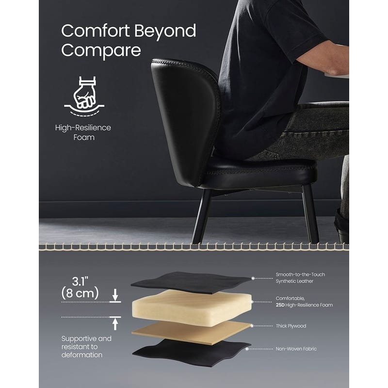 Modern Dining Chairs with Steel Frame and Synthetic Leather Padded Seat