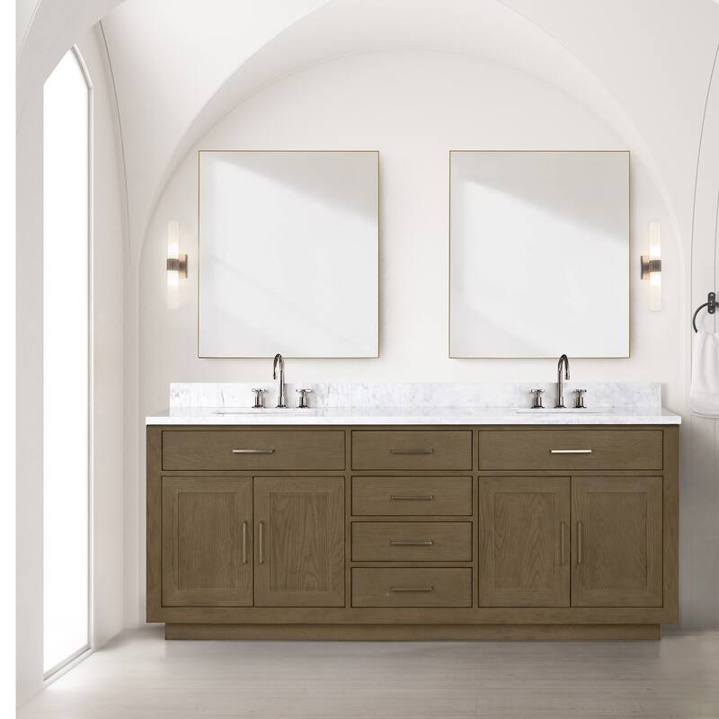 Lexora Abbey Bath Vanity and Carrara Marble Top