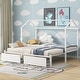 preview thumbnail 1 of 30, Contemporary Concise Design Twin XL to King Twin Size House Platform Bed,Sturdy Metal Bed with Large Storage Space White