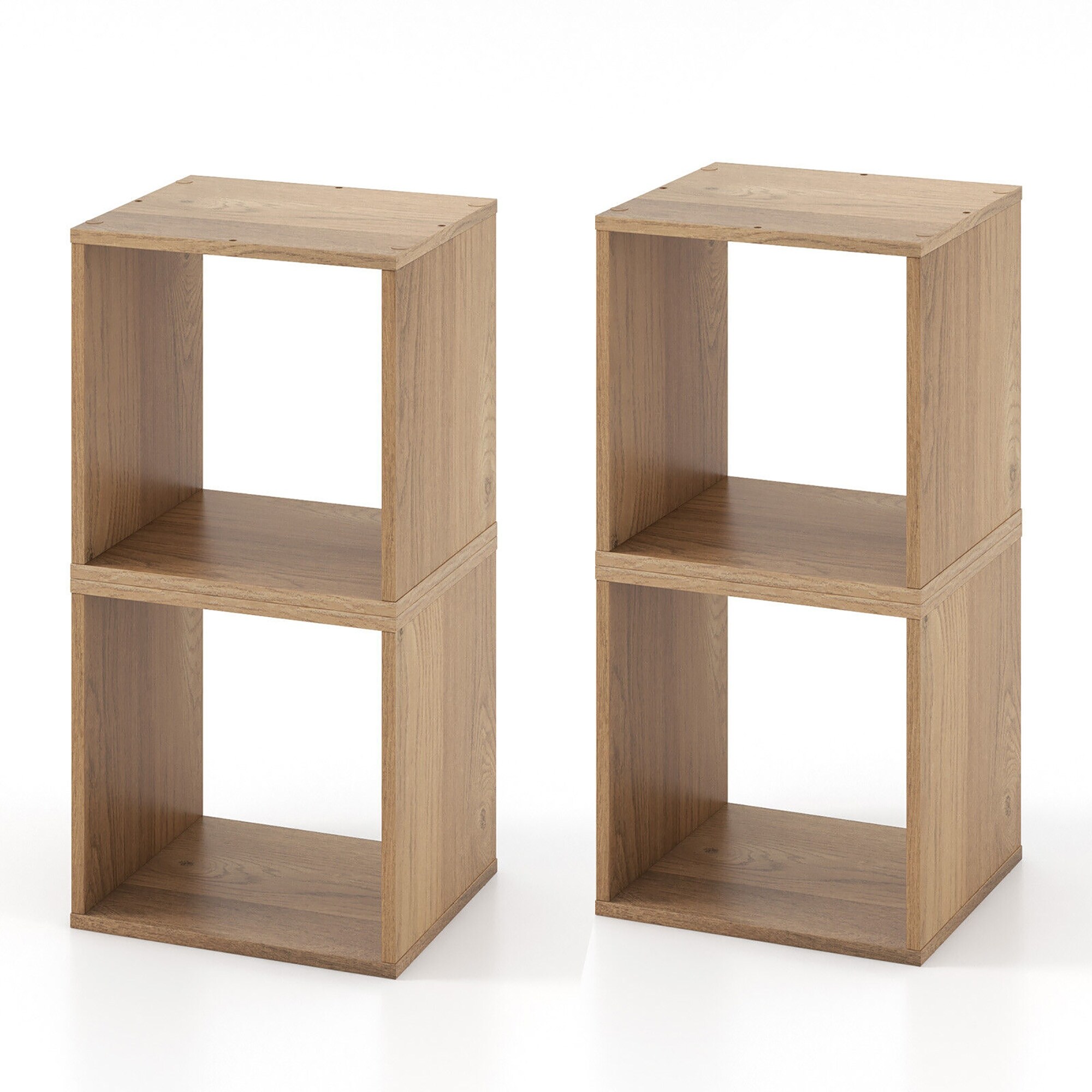 Gymax 4PCS Stackable Storage Cube Free-standing Storage Organizer