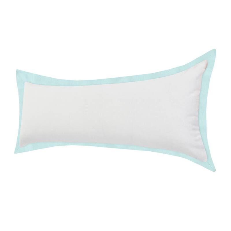 HomeRoots 14" X 36" White And Icy Blue 100% Cotton Geometric Zippered Pillow