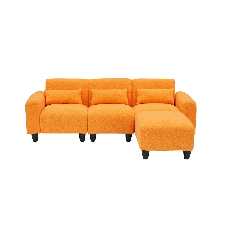 84.6" Teddy velvet L-shaped modular sofa