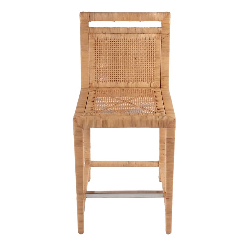 Brielle 24 in. Seat Height Rattan Woven Counter Stool with Back