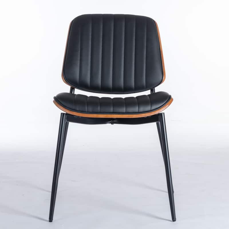 2PCS Faux Leather Chair with Metal Legs