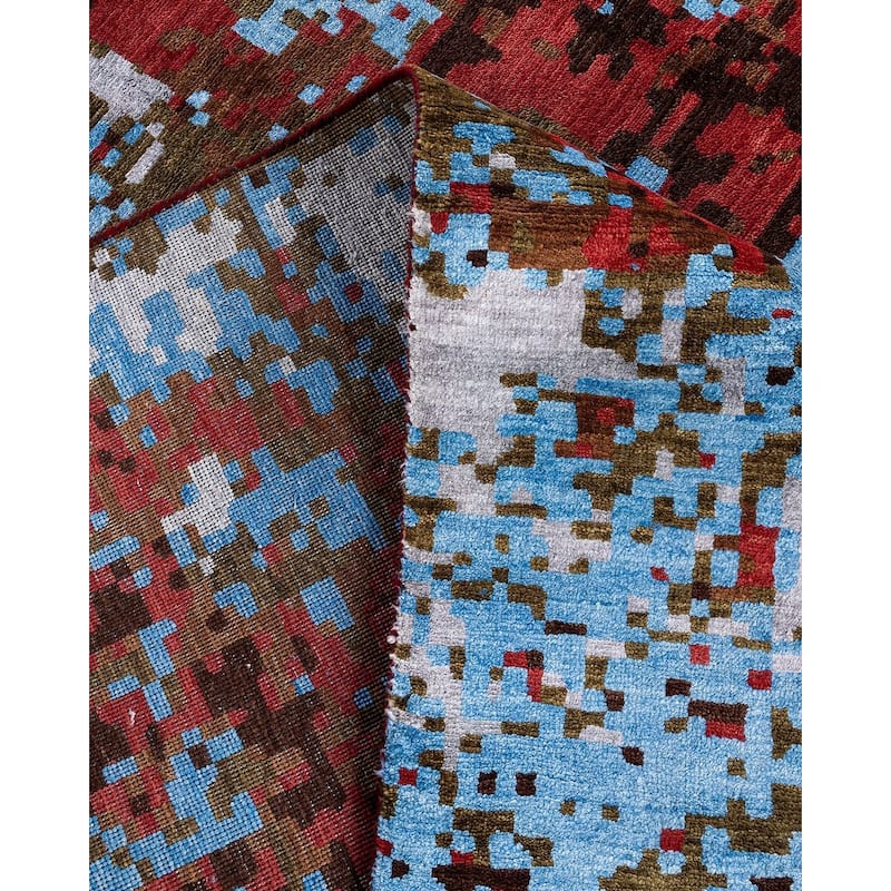 Ikat One-of-a-Kind Hand-Knotted Area Rug - Red, 8' 1" x 10' 0" - 8' 1" x 10' 0"