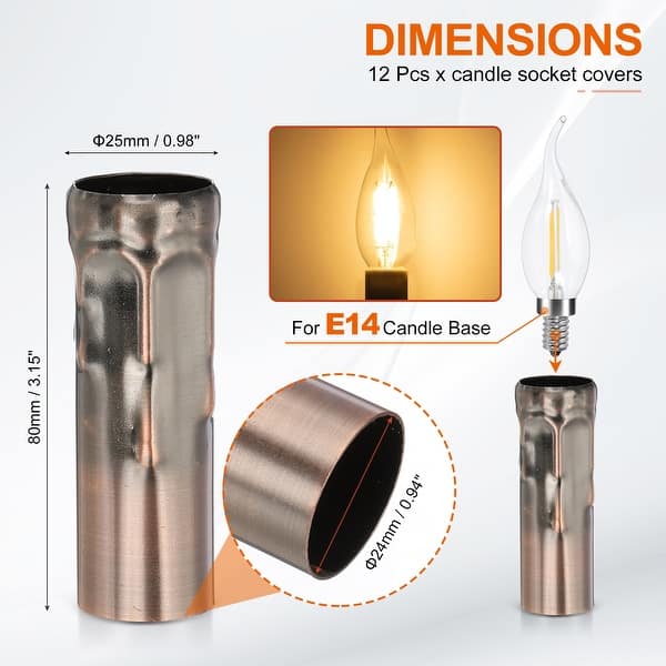 dimension image slide 21 of 39, Candle Covers Sleeves, Socket Sleeves for Candelabra Base Bulbs