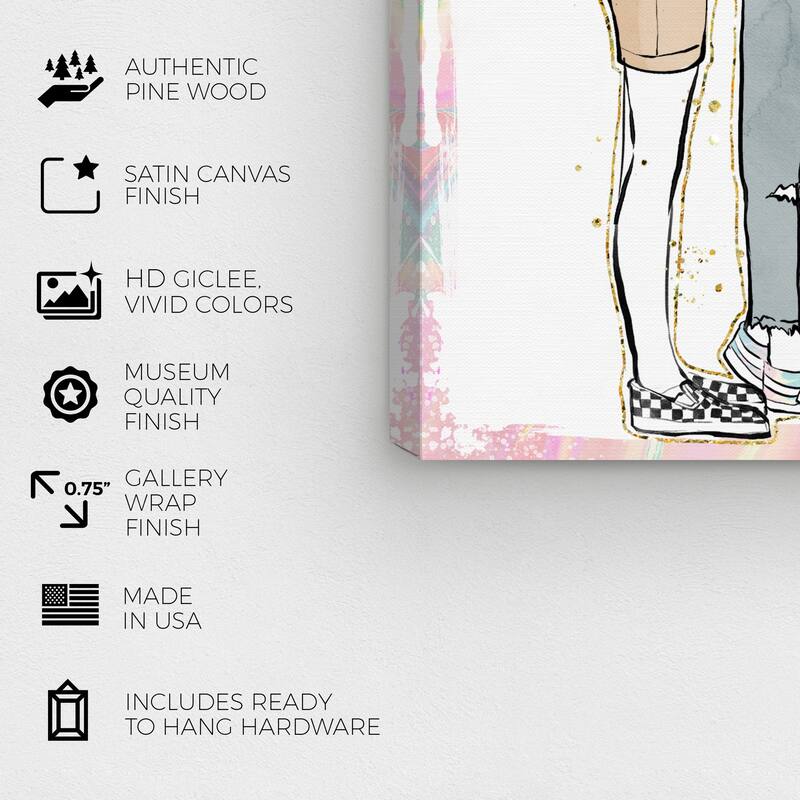 Wynwood Studio Canvas Fashion and Glam Trendy Tie Dye Gals White and Glam Wall Art Canvas Print