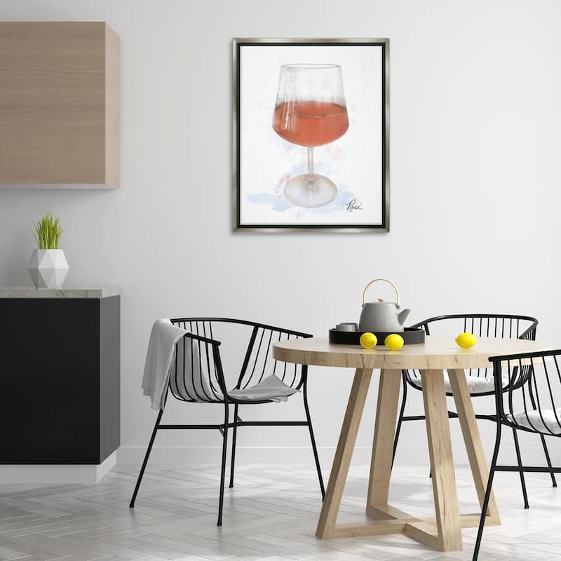 Stupell Modern Rosé in Glass Framed Floater Canvas Wall Art Design By Matthew Piotrowicz