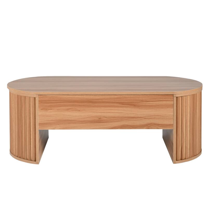 Modern Lift Coffee Table Oval Coffee Table with Hidden Compartments and Lift Tabletop, for Living Room