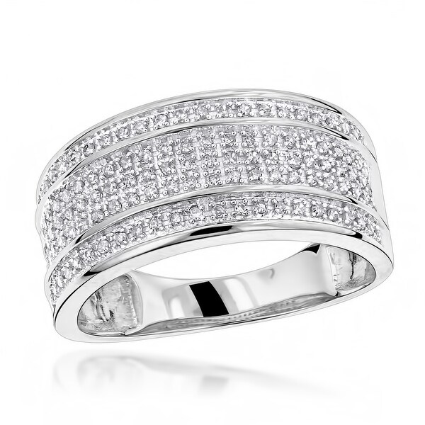 Luxurman 10k Gold Men's 2/5ct TDW 5-row Diamond Ring. Opens flyout.