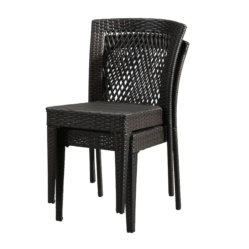 Outdoor Dining Chairs Set of 2, Stackable Chairs with UV-Resistant PE Rattan and Steel Frame