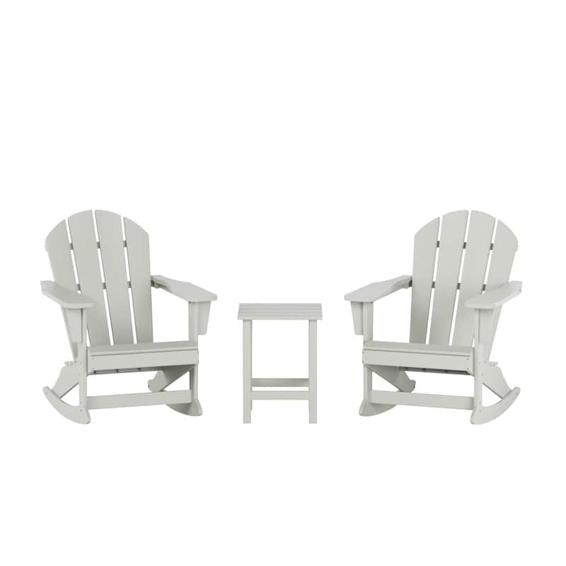 Polytrends Laguna 3-Piece Poly Adirondack Rocking Chairs and Side Table Set