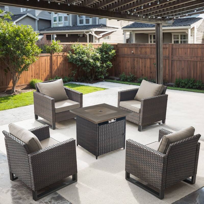 Gymojoy Outdoor Fire Pit Conversation Set, Patio Furniture with Cushions