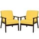 preview thumbnail 20 of 64, Costway Set of 2 Fabric Accent Armchair Solid Wood Upholstered Lounge - See Details Yellow