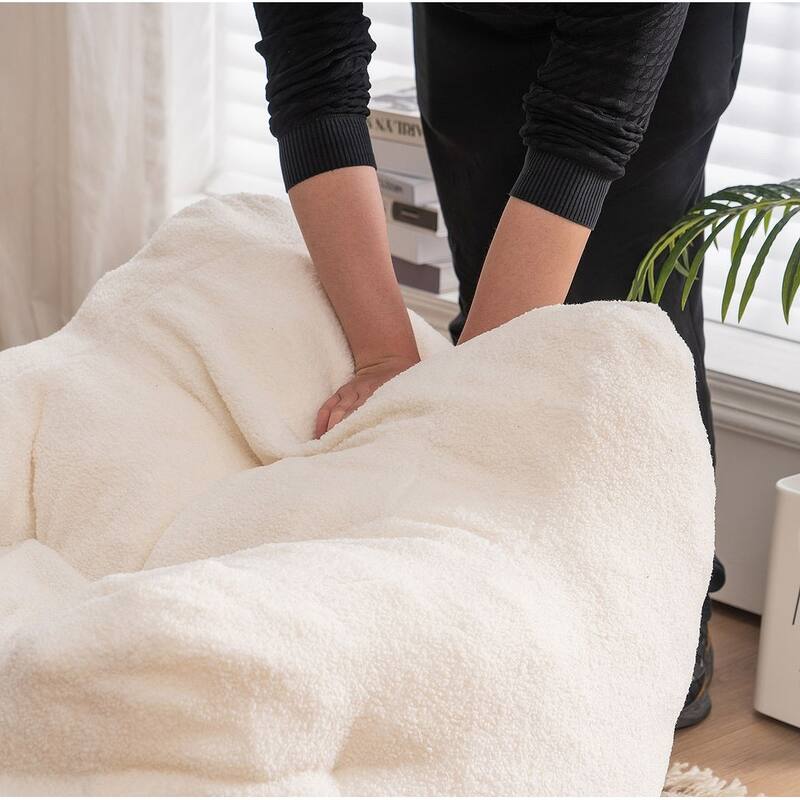 Soft Teddy Cloth Bean Bag Chair Tufted Foam Filling