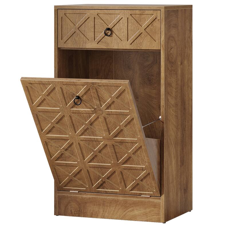 13 Gallon Tilt-Out Laundry Hamper Cabinet with Drawer, Freestanding Hidden Laundry Sorter Storage Unit for Bathroom