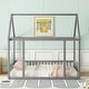 preview thumbnail 29 of 52, House Floor Bed with House Roof Frame and Safety Guardrails, Twin/Full Size Wooden Floor Montessori Bed House Bed for Kids