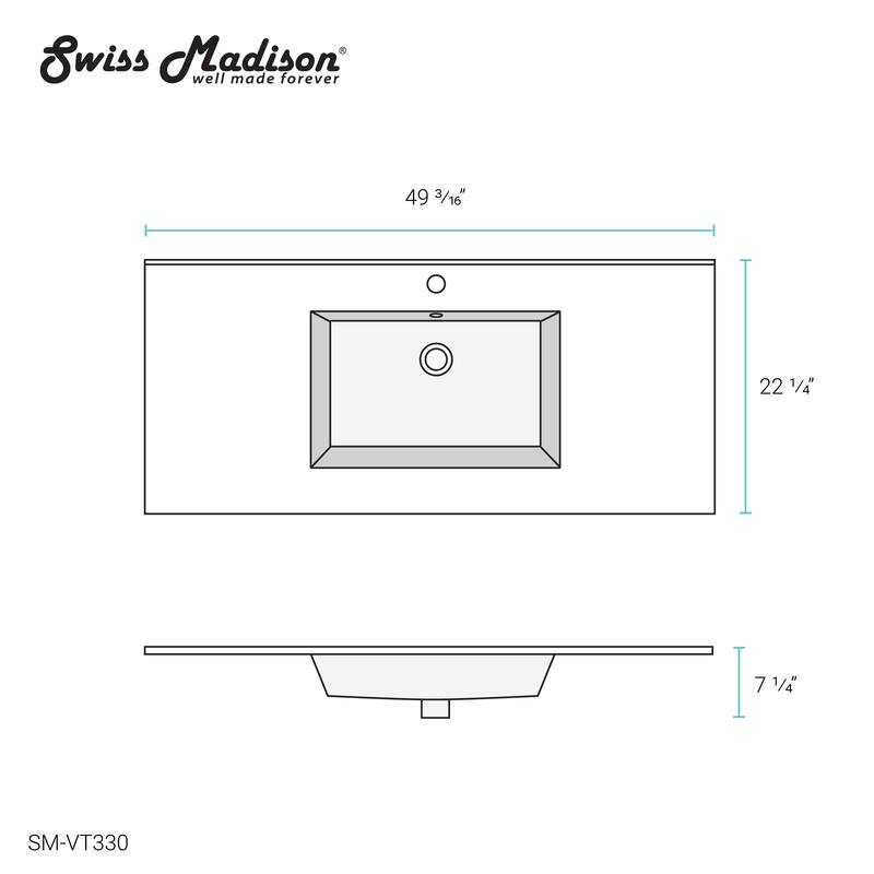 Swiss Madison SM-VT330 Voltaire 49" Vanity Top Sink with Single Faucet Hole