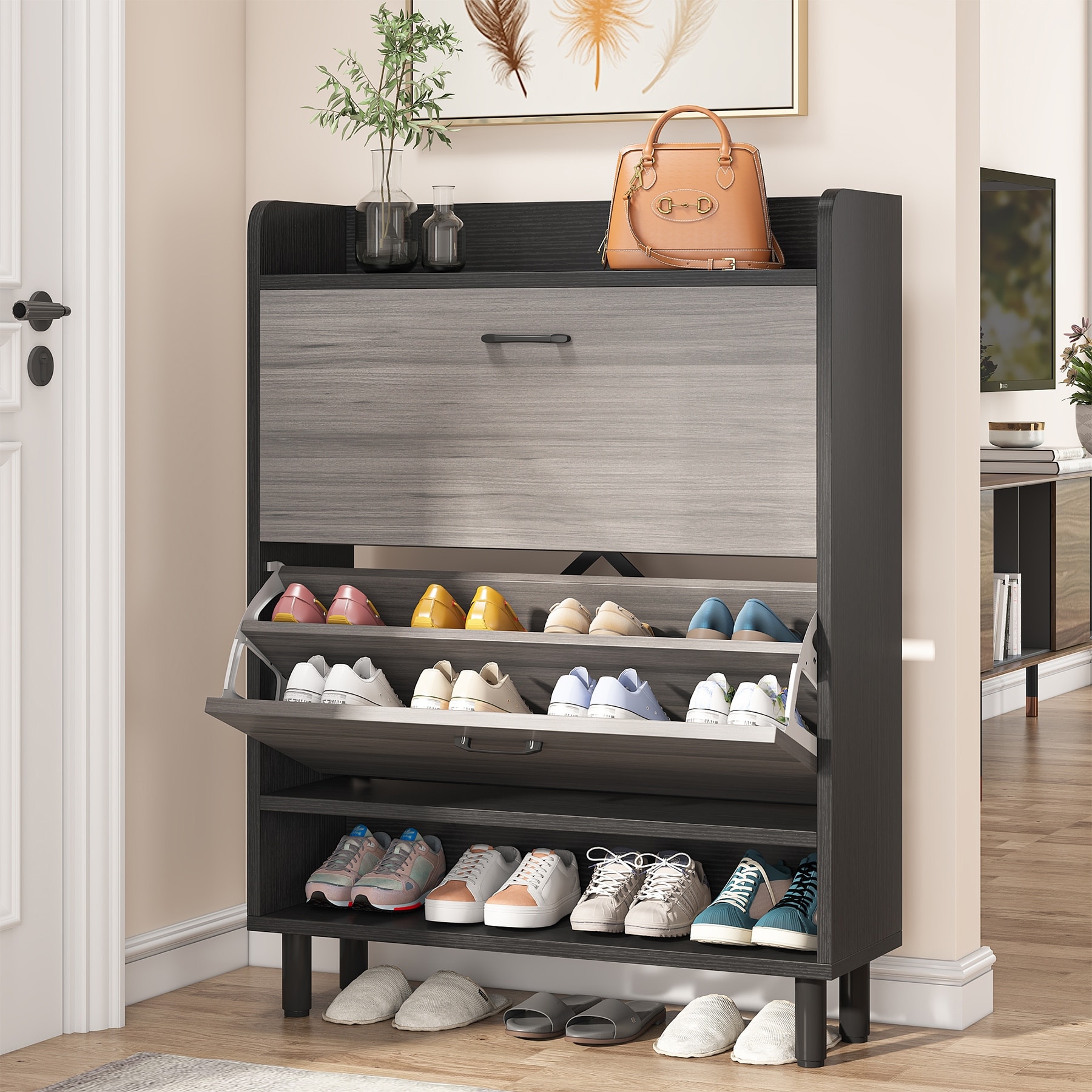 2 compartment shoe cabinet hot sale