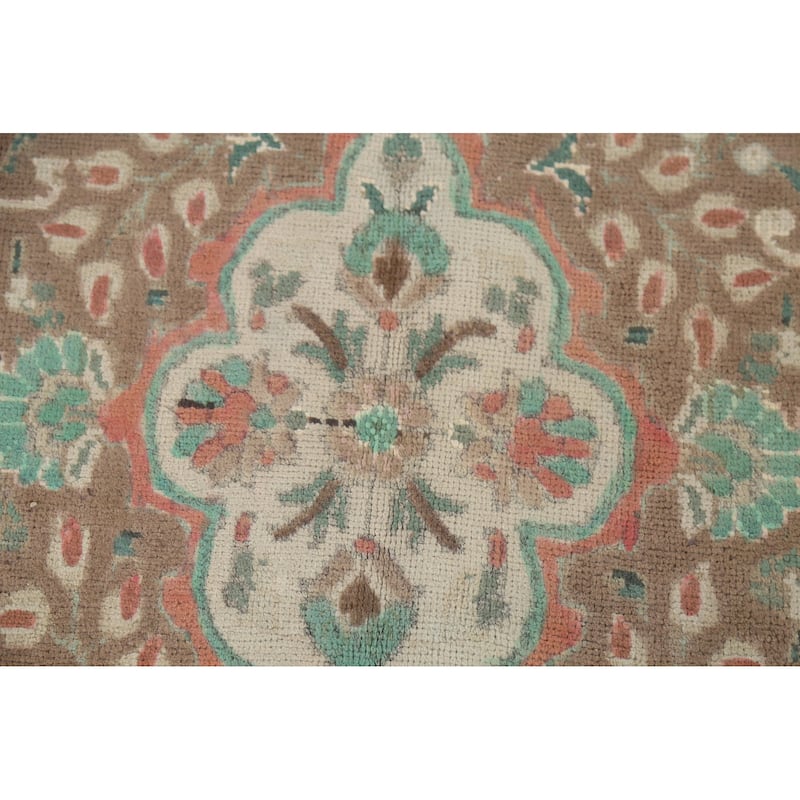 Blue Floral Tabriz Persian Vintage Area Rug Handmade Wool Carpet - 6'7"x 9'11"