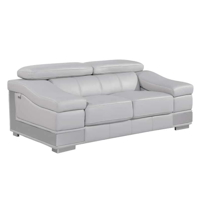 Top Grain Italian Leather Loveseat - Light Grey