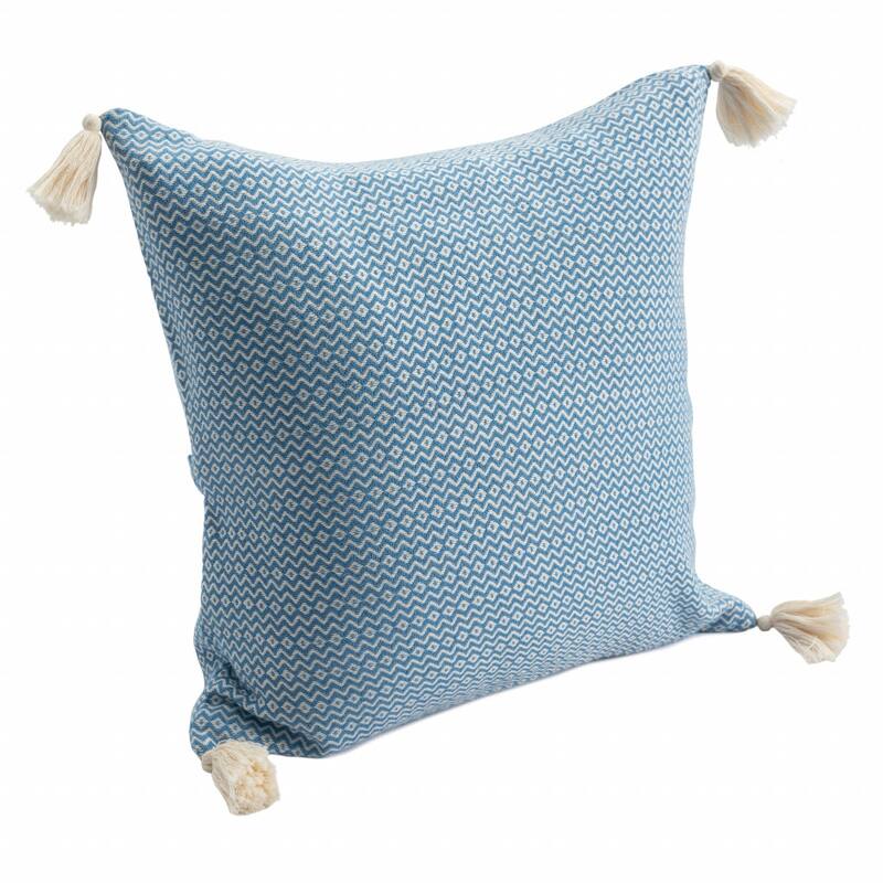HomeRoots 18" X 18" Light Blue 100% Cotton Geometric Zippered Pillow