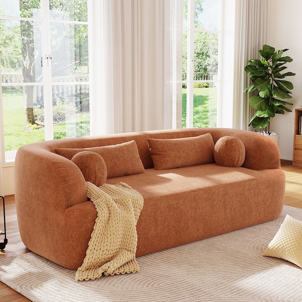 86" Chenille 3-Seater Sofa with Pillows, No Assembly Required